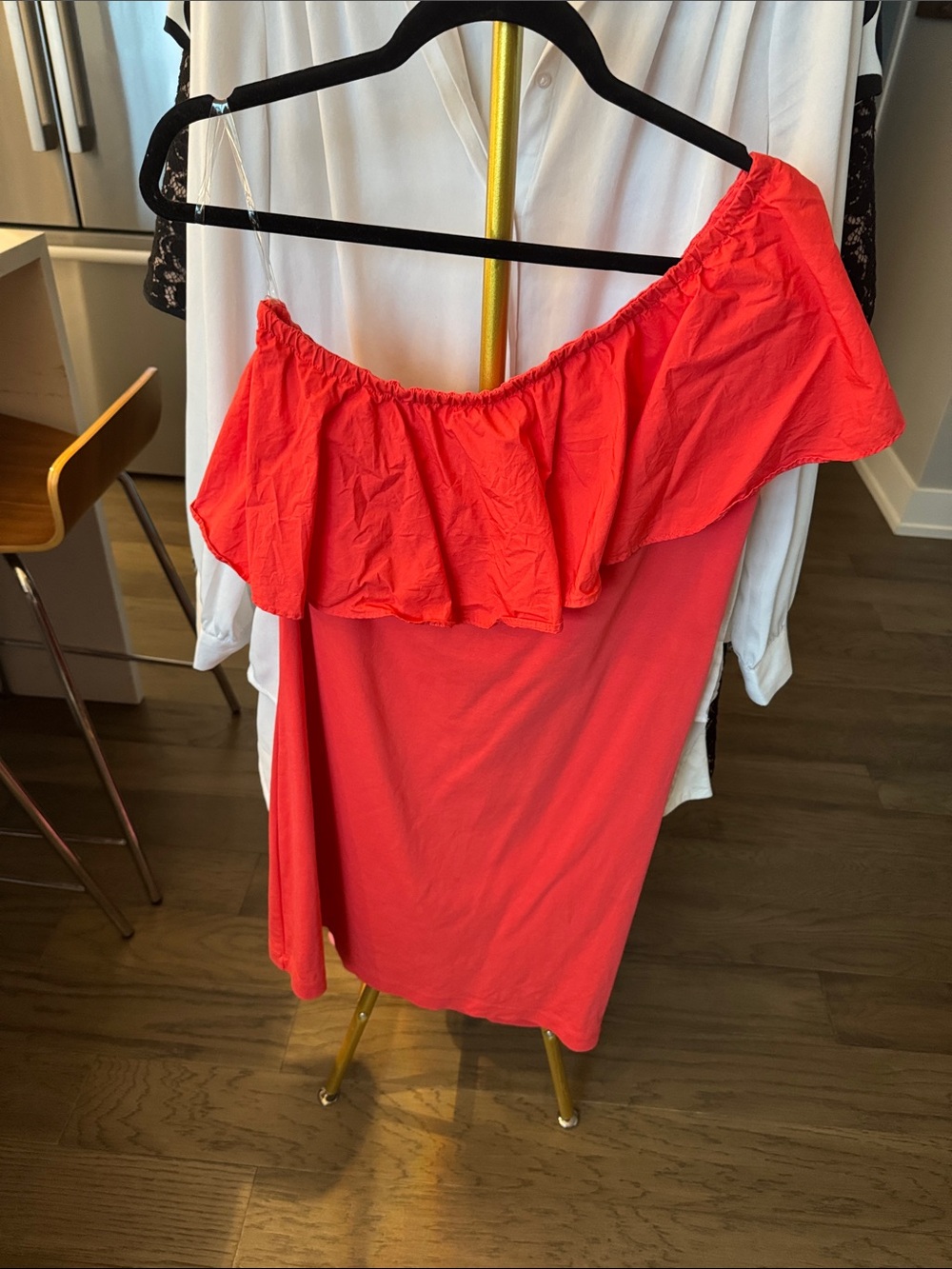 a new day Coral Off-Shoulder Ruffle Dress